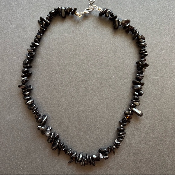 Black Onyx Chip Stone Necklace | 17 IN - Picture 2 of 7
